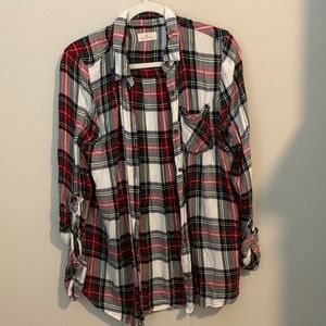 Good as new plaid button down - red/hunter green/white/navy